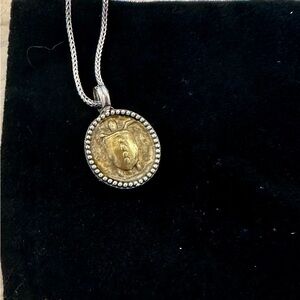 Konstantino Bronze and Silver Medallion Necklace